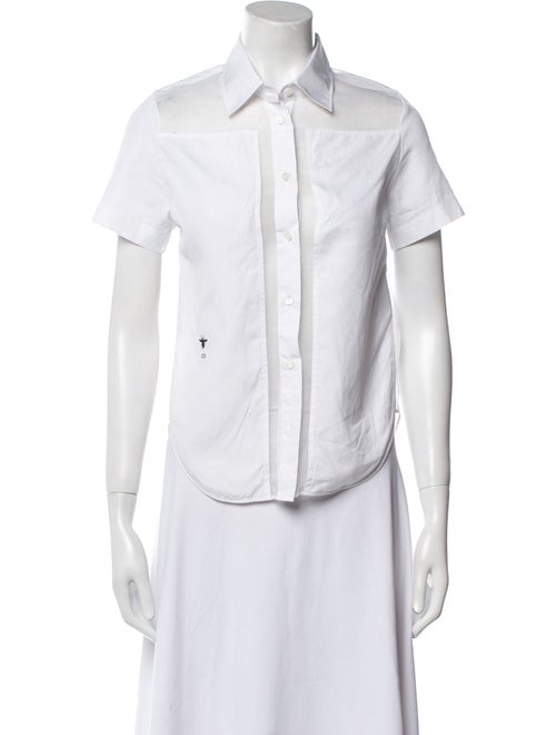 Christian Dior Silk Short Sleeve Button-Up Top