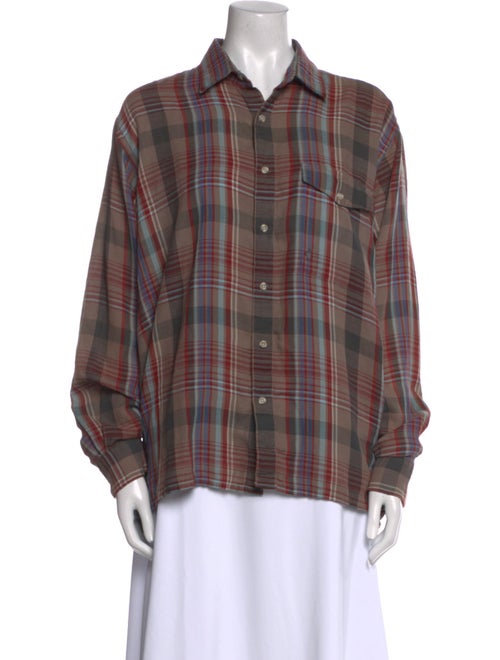 Christian Dior Plaid Print Long Sleeve Button-Up Top