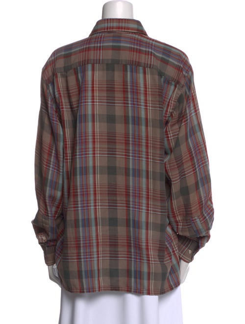 Christian Dior Plaid Print Long Sleeve Button-Up Top