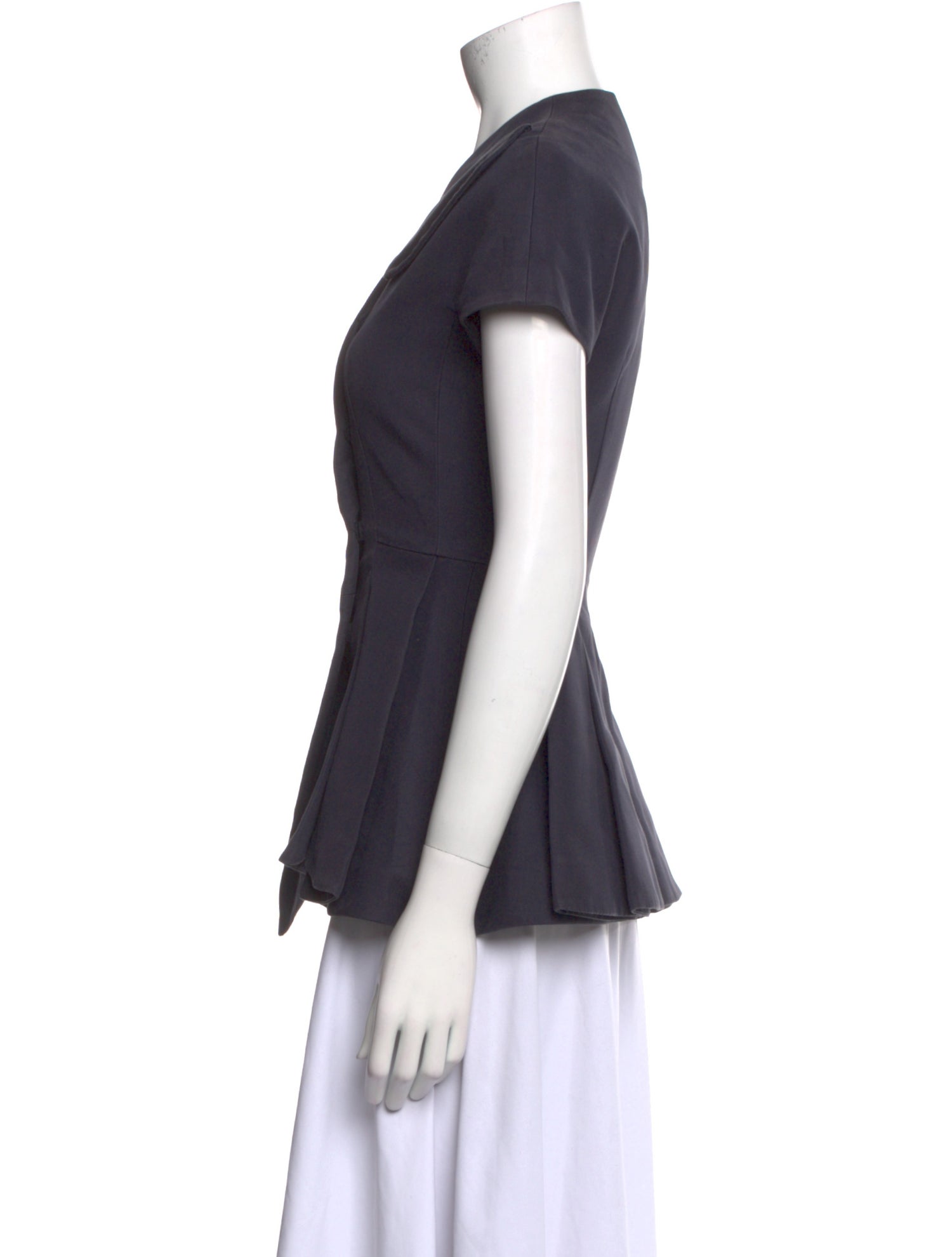 Christian Dior V-Neck Short Sleeve Button-Up Top