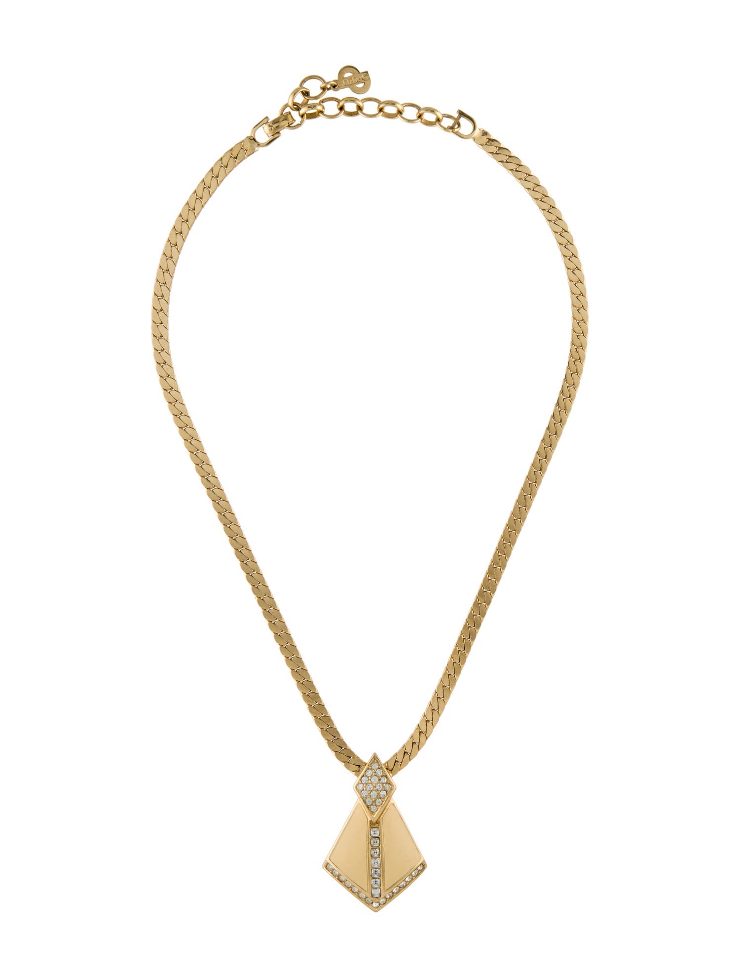 Christian Dior Vintage Enamel & Crystal Pendant Necklace