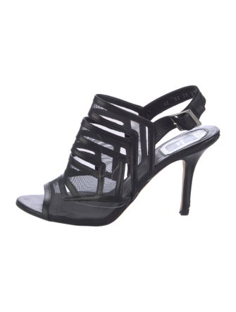 Christian Dior Leather Mesh Accents Slingback Pumps