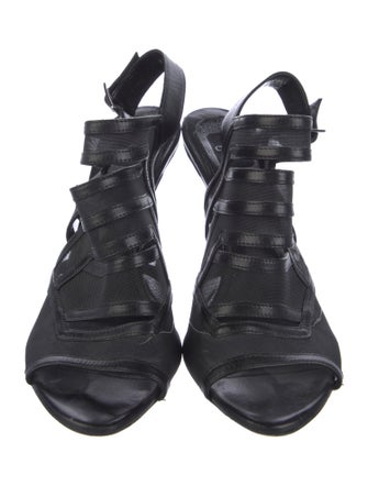 Christian Dior Leather Mesh Accents Slingback Pumps