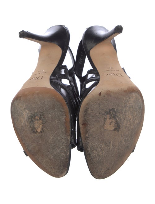 Christian Dior Leather Mesh Accents Slingback Pumps
