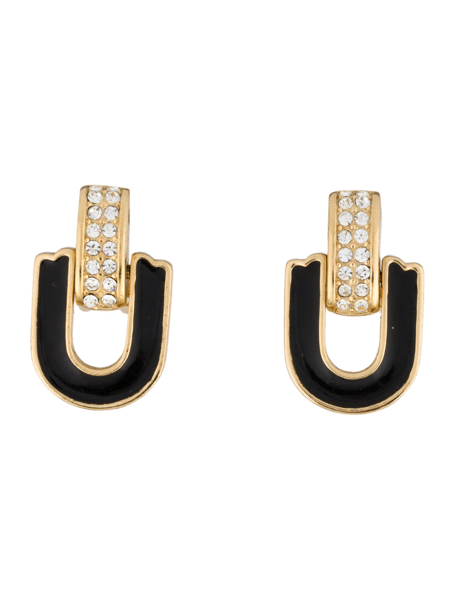 Christian Dior Crystal & Enamel Vintage Clip-On Earrings