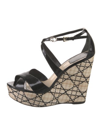 Christian Dior Cannage Pattern Patent Leather Sandals