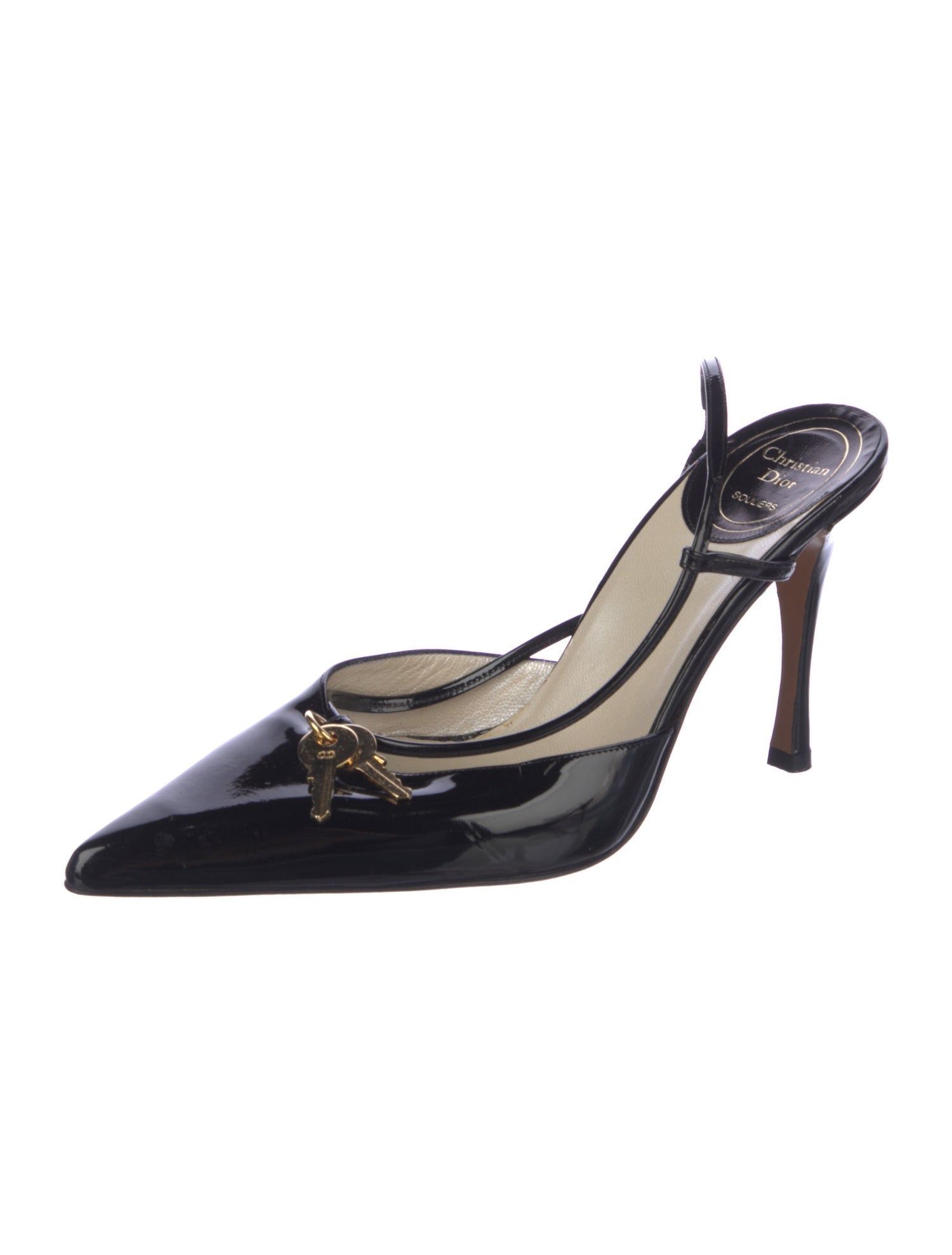Christian Dior Vintage Patent Leather Slingback Pumps