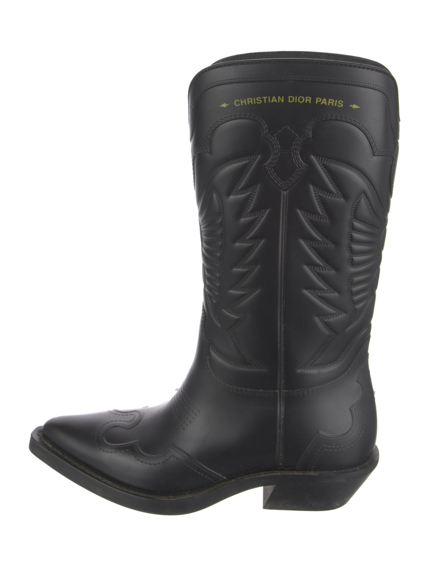 Christian Dior Rubber Embroidered Accent Rain Boots