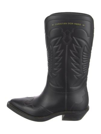 Christian Dior Rubber Embroidered Accent Rain Boots