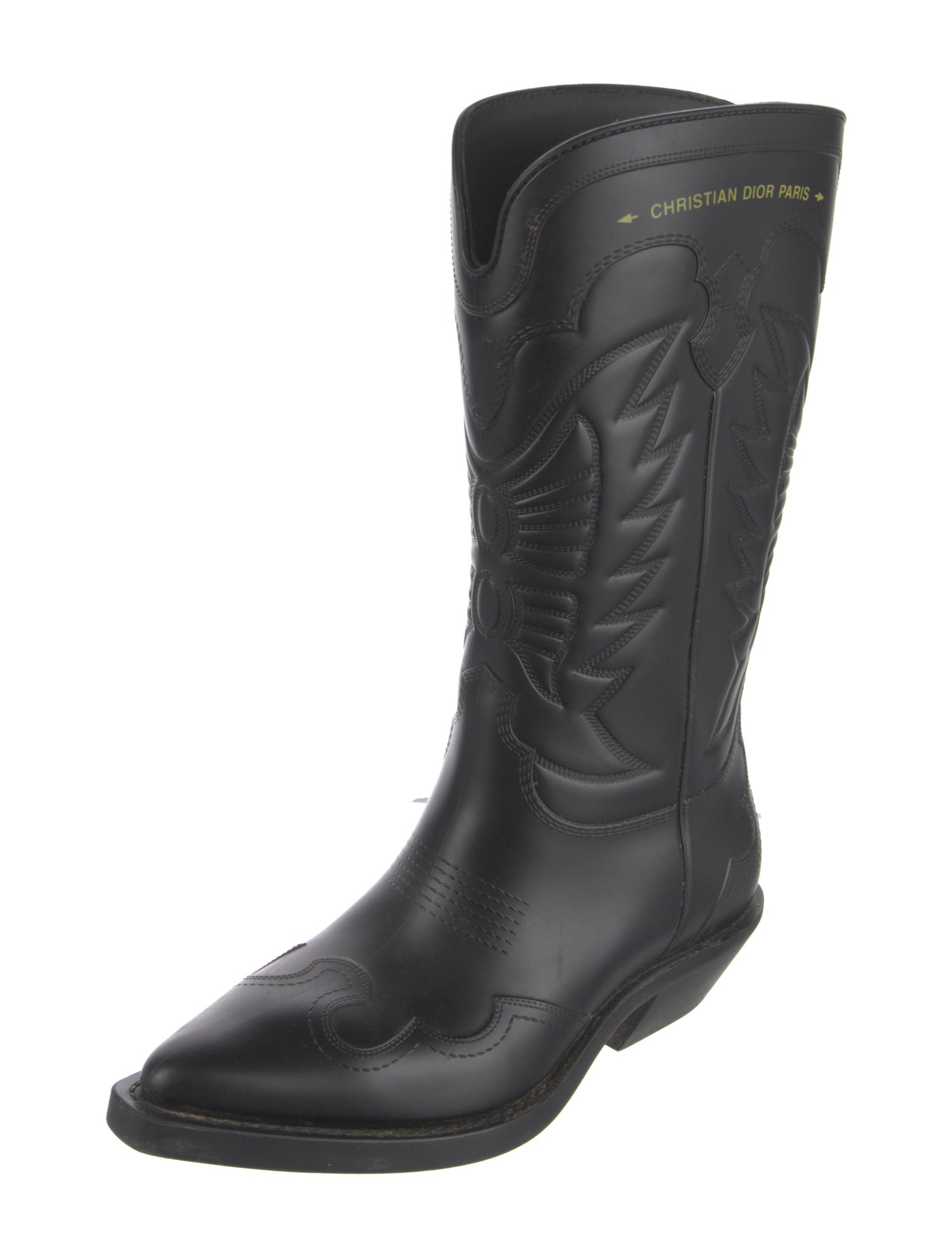 Christian Dior Rubber Embroidered Accent Rain Boots