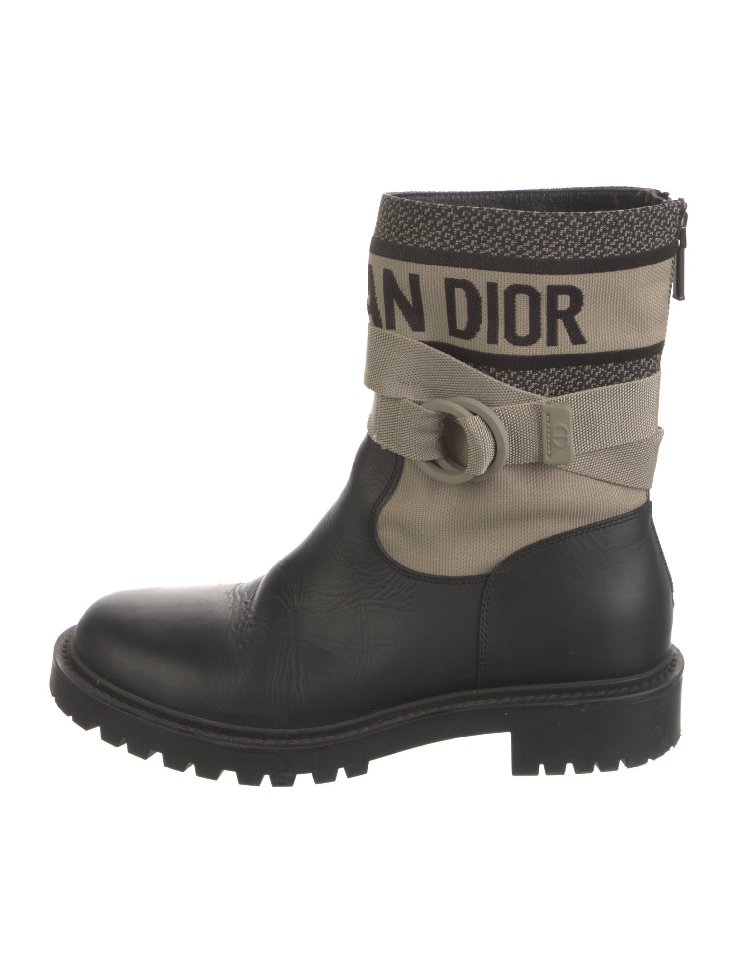 Christian Dior Leather Graphic Print Moto Boots