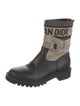 Christian Dior Leather Graphic Print Moto Boots