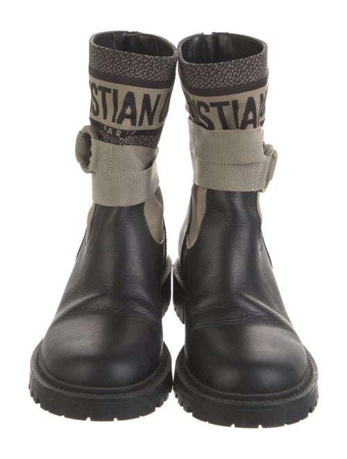 Christian Dior Leather Graphic Print Moto Boots