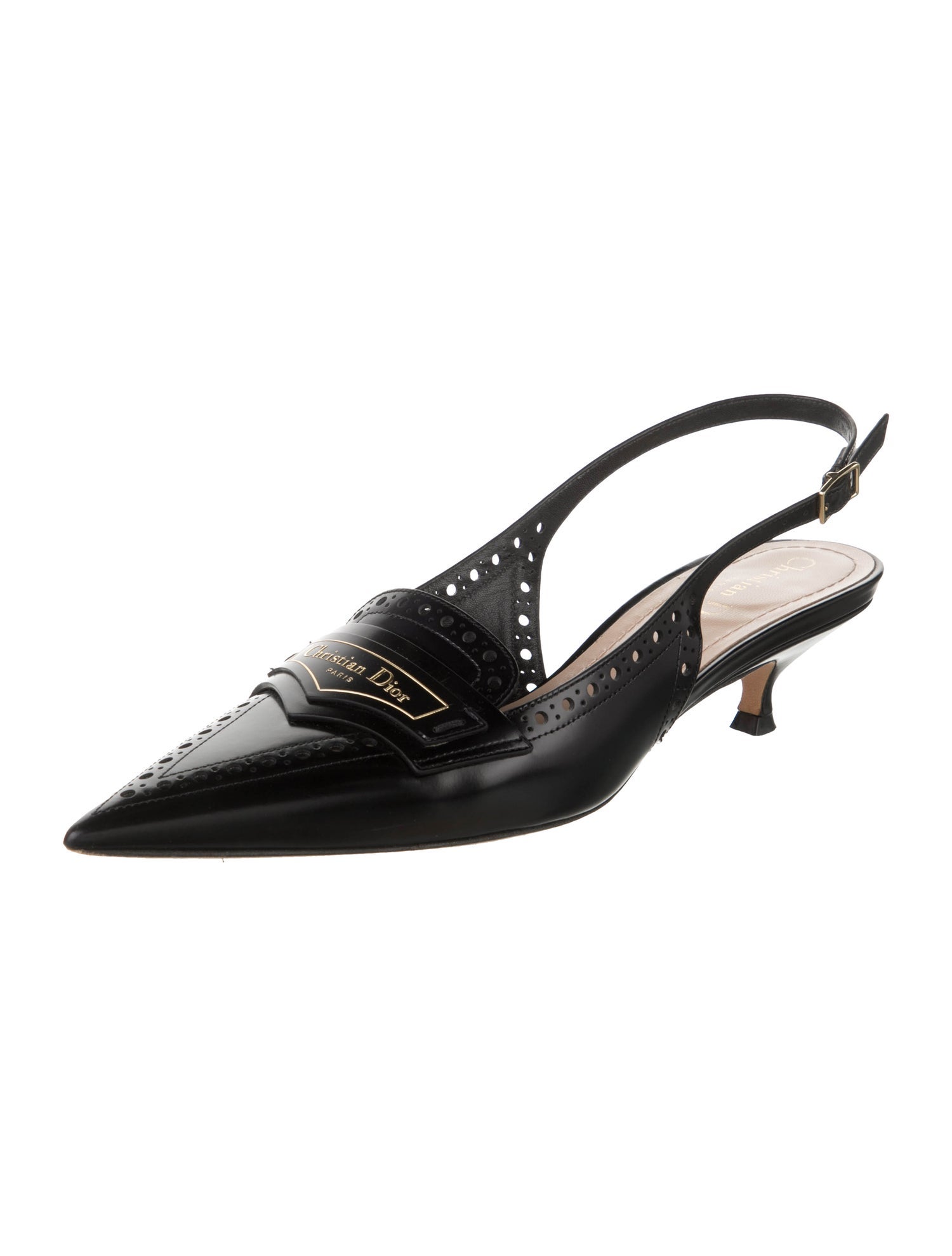 Christian Dior Leather Lasercut Accents Slingback Pumps w/ Tags