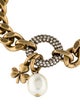 Christian Dior Faux Pearl & Crystal Clover Link Bracelet