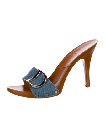Christian Dior Denim Studded Accents Slides