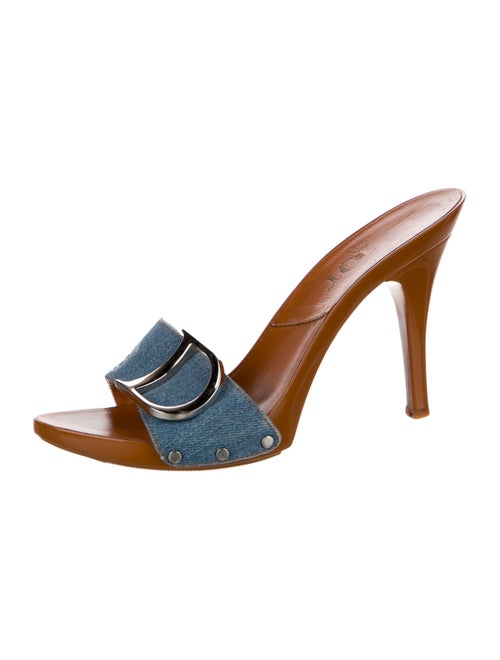 Christian Dior Denim Studded Accents Slides
