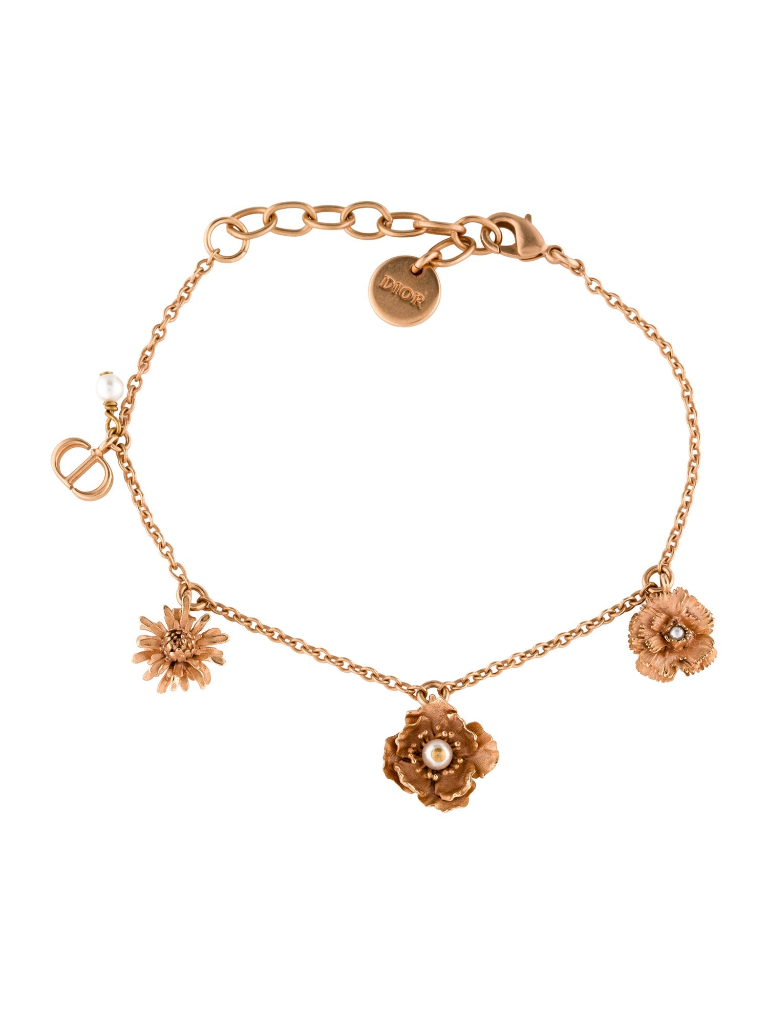 Christian Dior Faux Pearl CD Multi-Charm Bracelet