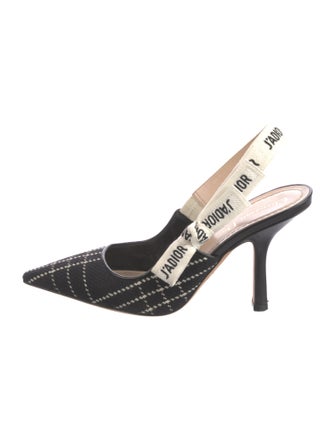 Christian Dior Plaid Print Bow Accents Slingback Pumps