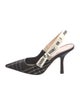 Christian Dior Plaid Print Bow Accents Slingback Pumps