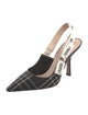 Christian Dior Plaid Print Bow Accents Slingback Pumps