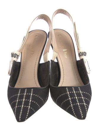 Christian Dior Plaid Print Bow Accents Slingback Pumps