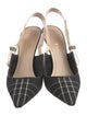 Christian Dior Plaid Print Bow Accents Slingback Pumps