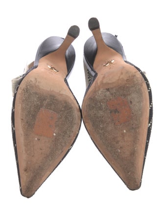 Christian Dior Plaid Print Bow Accents Slingback Pumps