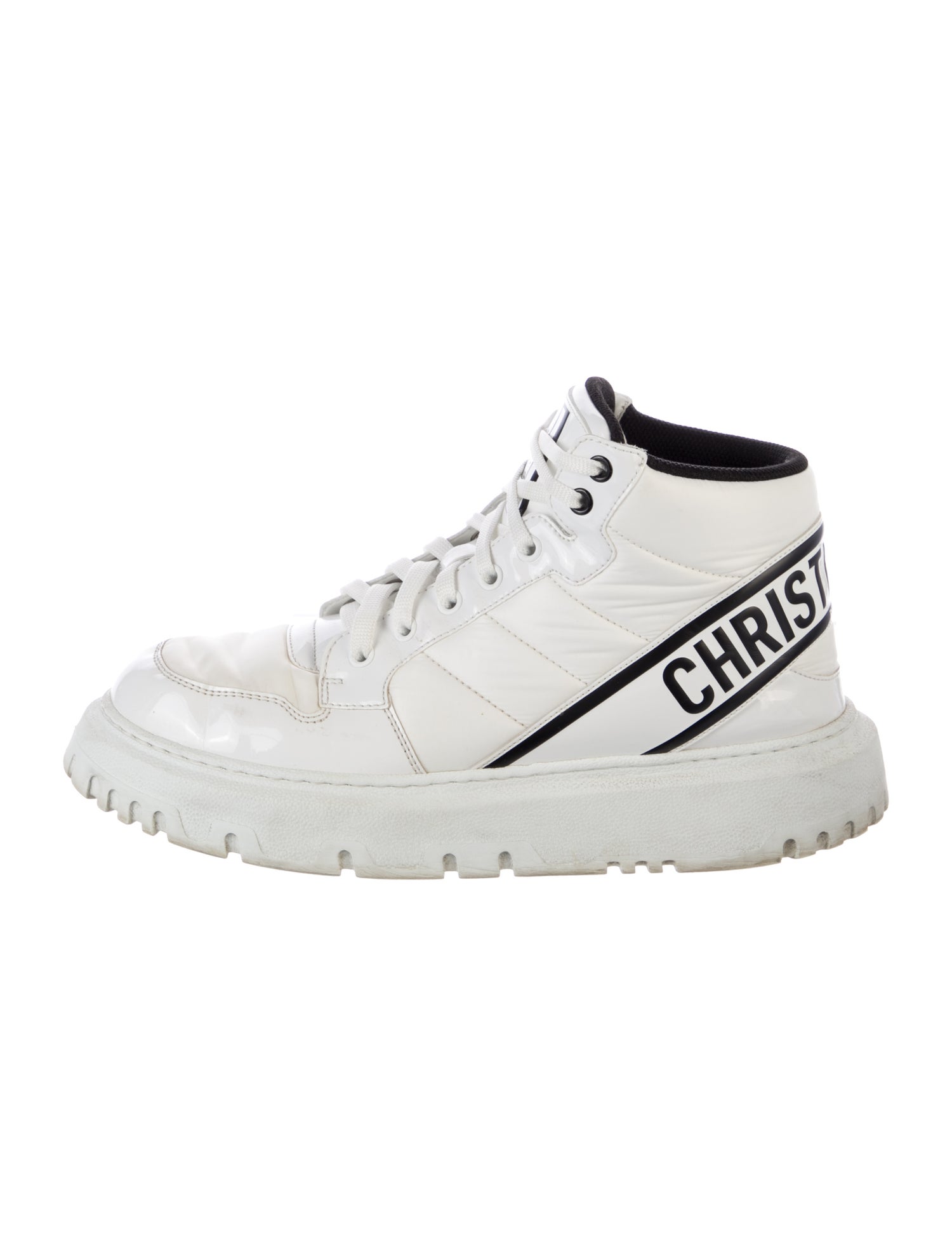 Christian Dior Patent Leather Graphic Print Sneakers