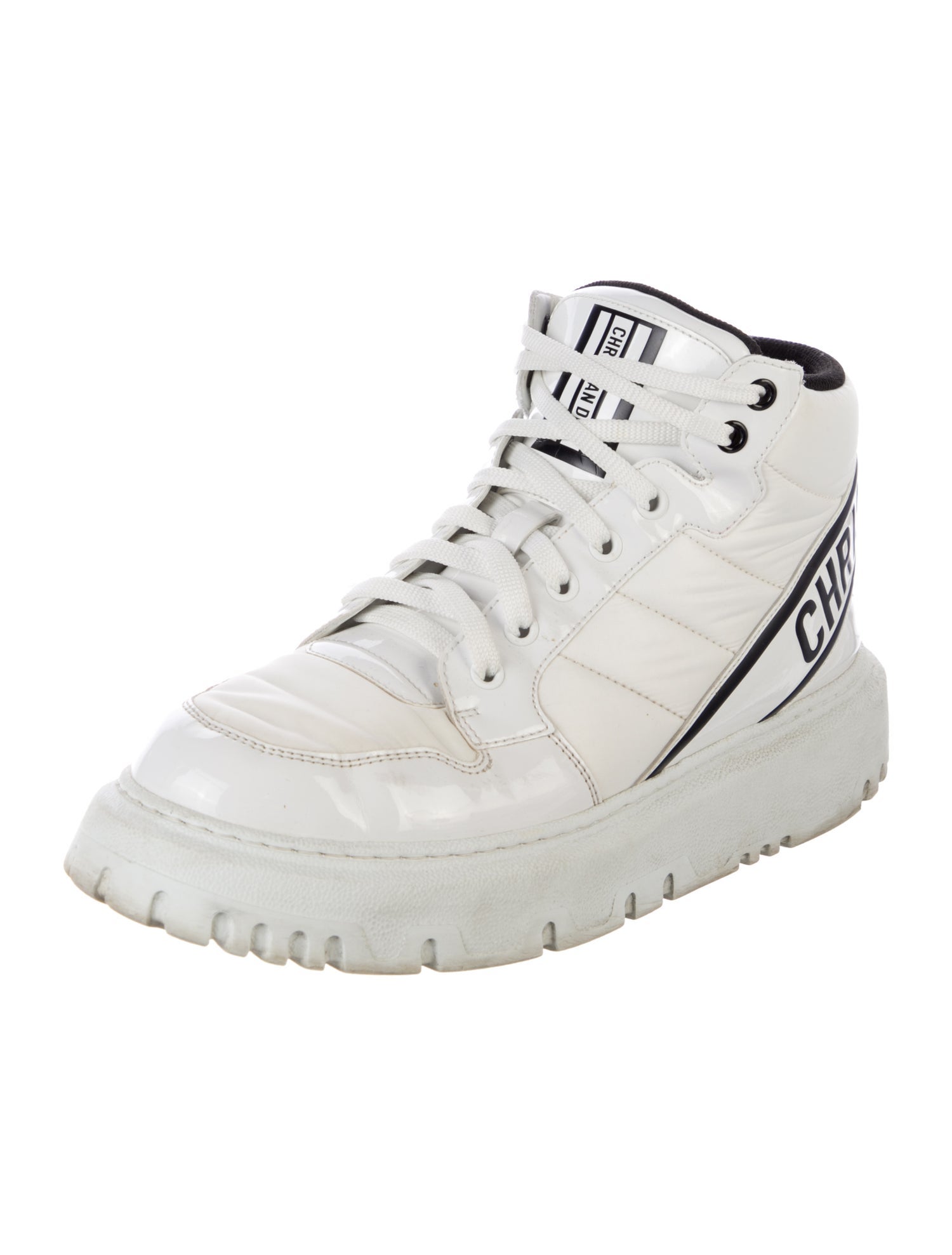 Christian Dior Patent Leather Graphic Print Sneakers