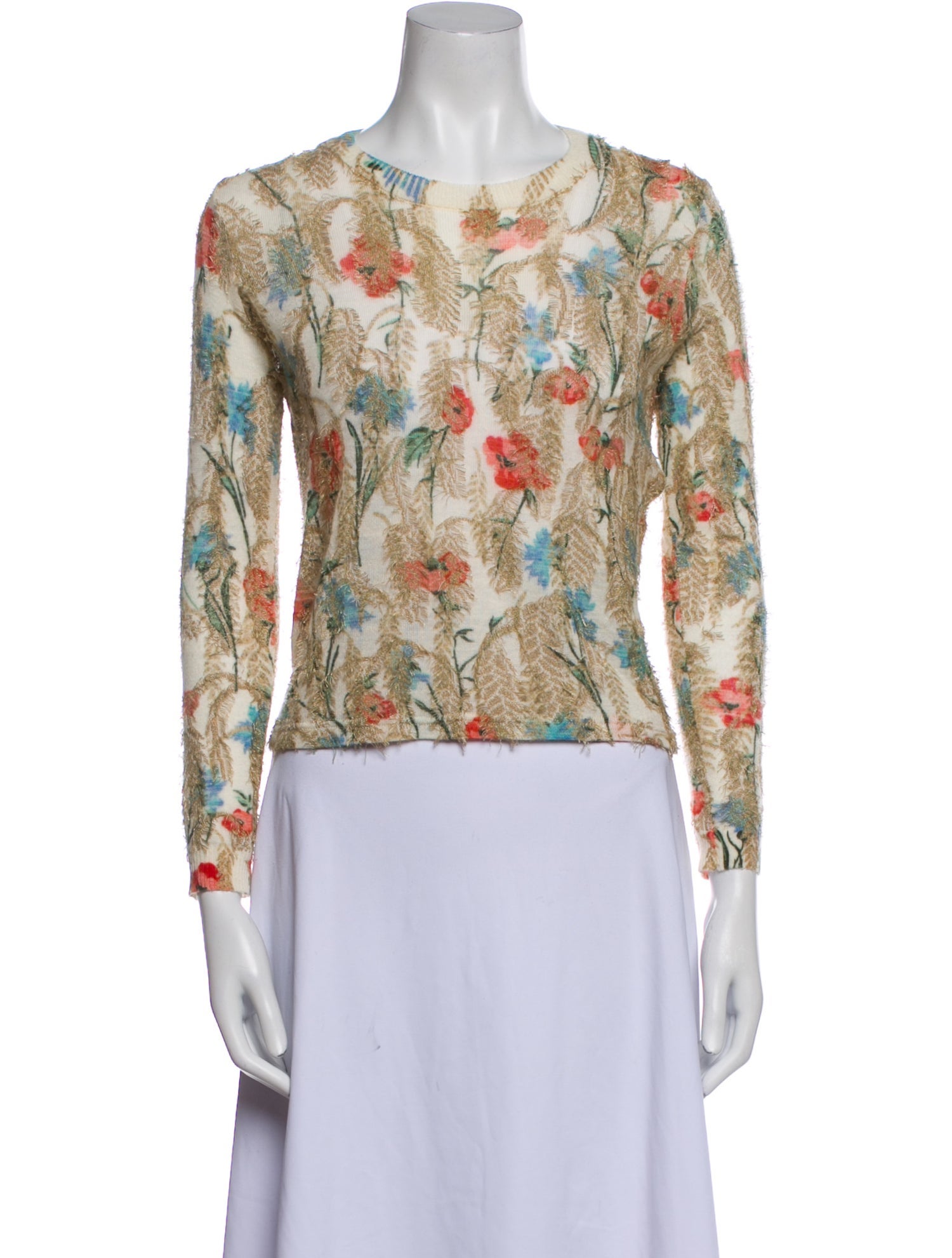Christian Dior Cashmere Floral Print Sweater