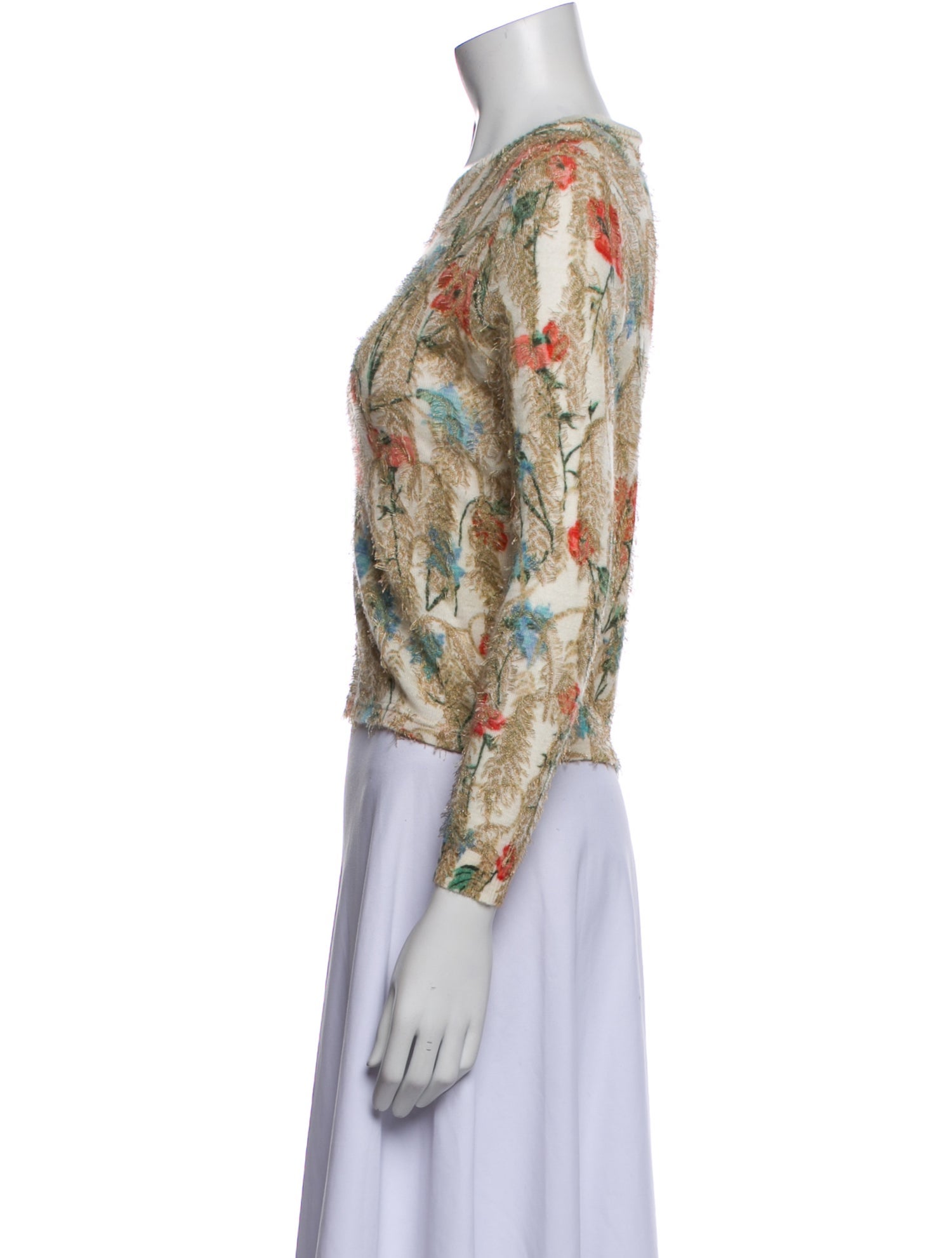 Christian Dior Cashmere Floral Print Sweater