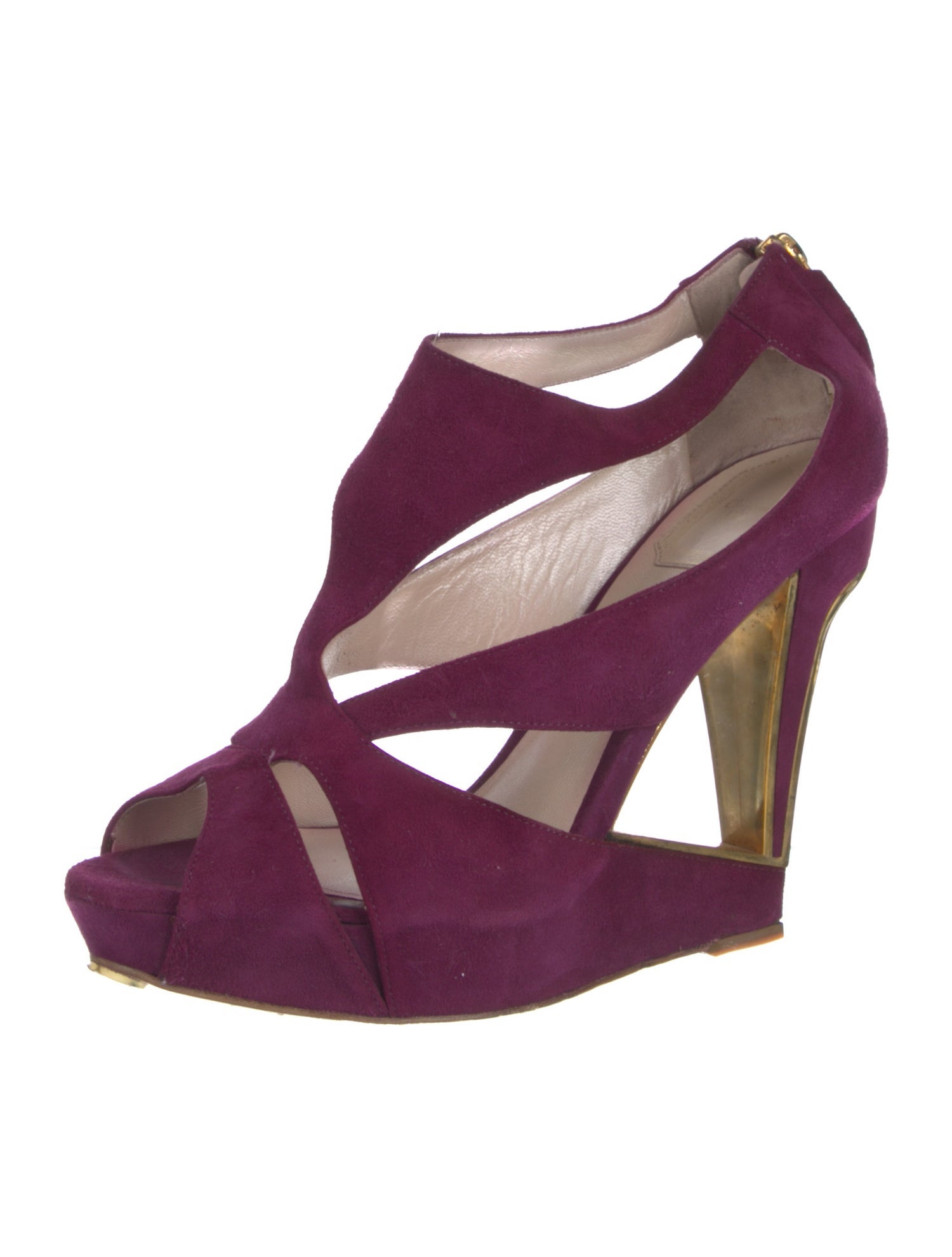 Christian Dior Suede Cutout Accent T-Strap Pumps