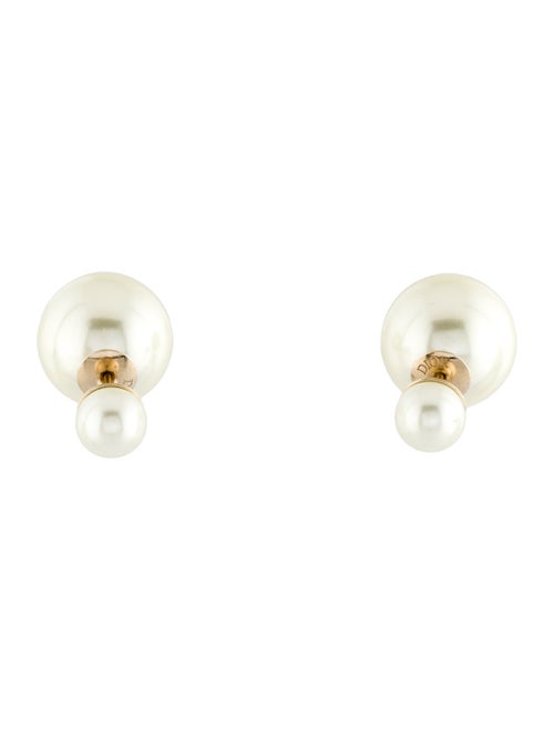 Christian Dior Faux Pearl Tribales Stud Earrings
