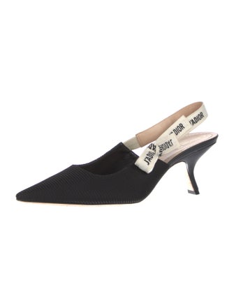 Christian Dior Graphic Print Bow Accents Slingback Pumps