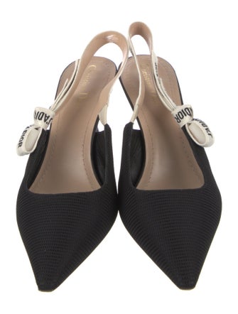 Christian Dior Graphic Print Bow Accents Slingback Pumps