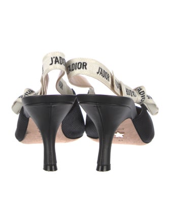 Christian Dior Graphic Print Bow Accents Slingback Pumps