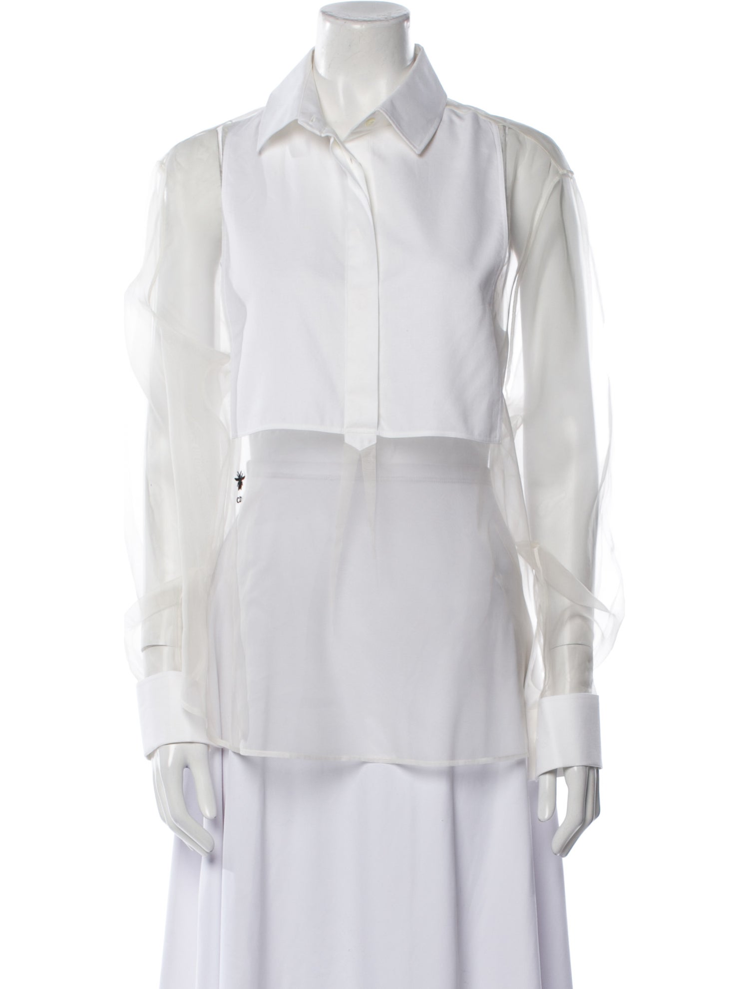 Christian Dior Silk Long Sleeve Button-Up Top