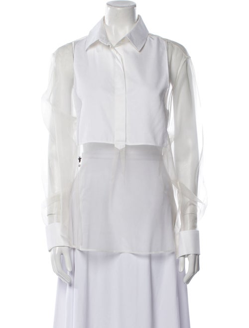 Christian Dior Silk Long Sleeve Button-Up Top
