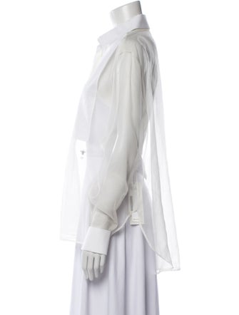 Christian Dior Silk Long Sleeve Button-Up Top