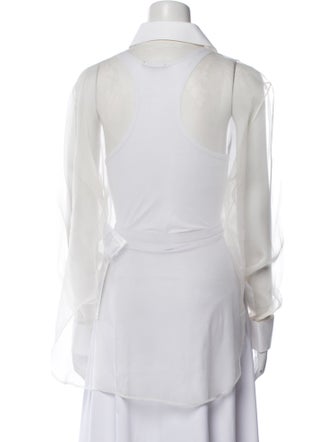 Christian Dior Silk Long Sleeve Button-Up Top
