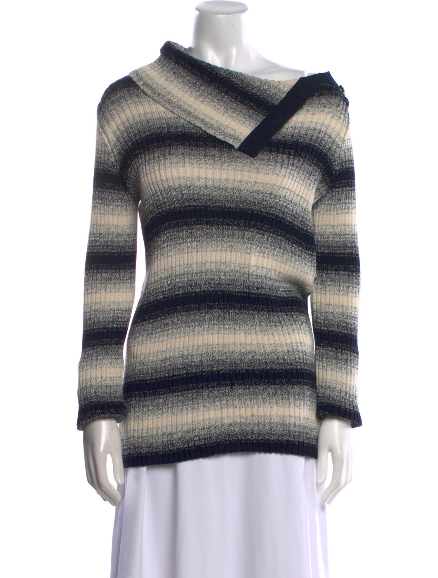 Christian Dior Striped Cowl Neck Sweater