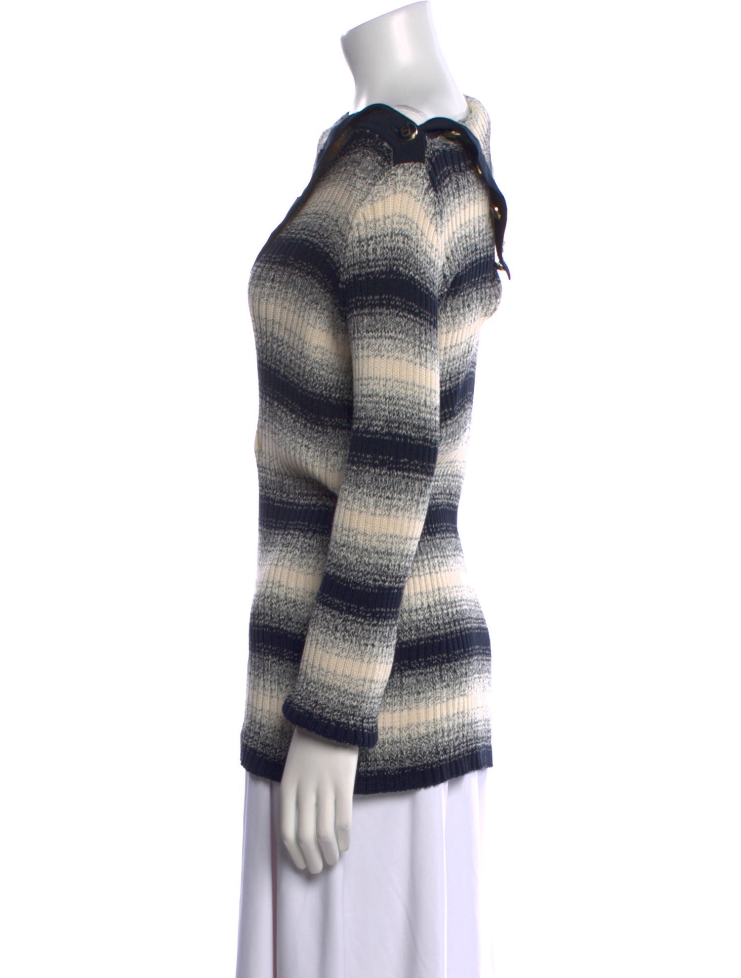 Christian Dior Striped Cowl Neck Sweater