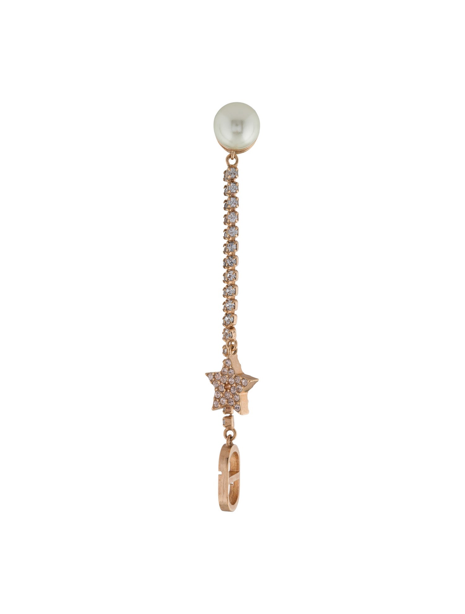 Christian Dior Faux Pearl & Crystal Tribales Single Drop Earring