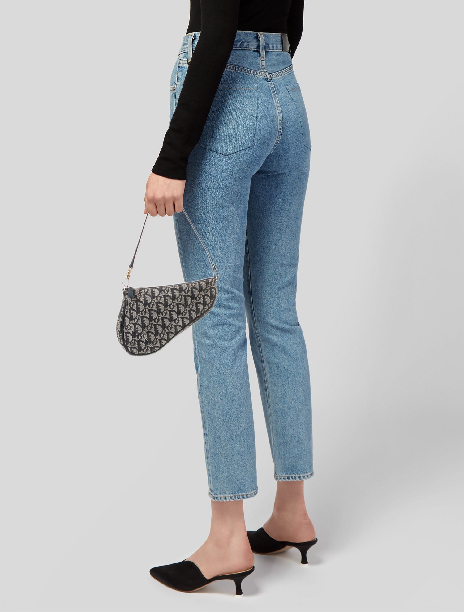 Christian Dior Oblique Jacquard Saddle Pochette Vintage