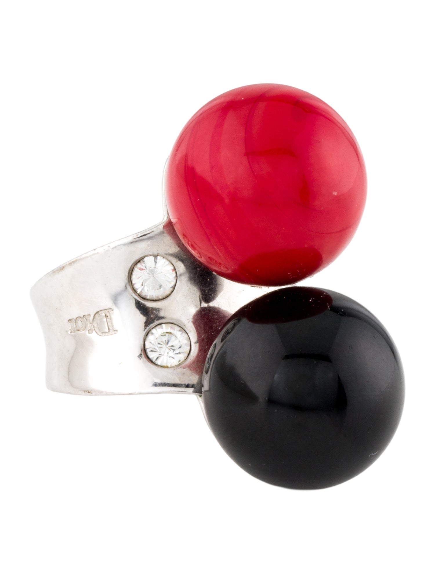 Christian Dior Vintage Resin & Crystal Cocktail Ring