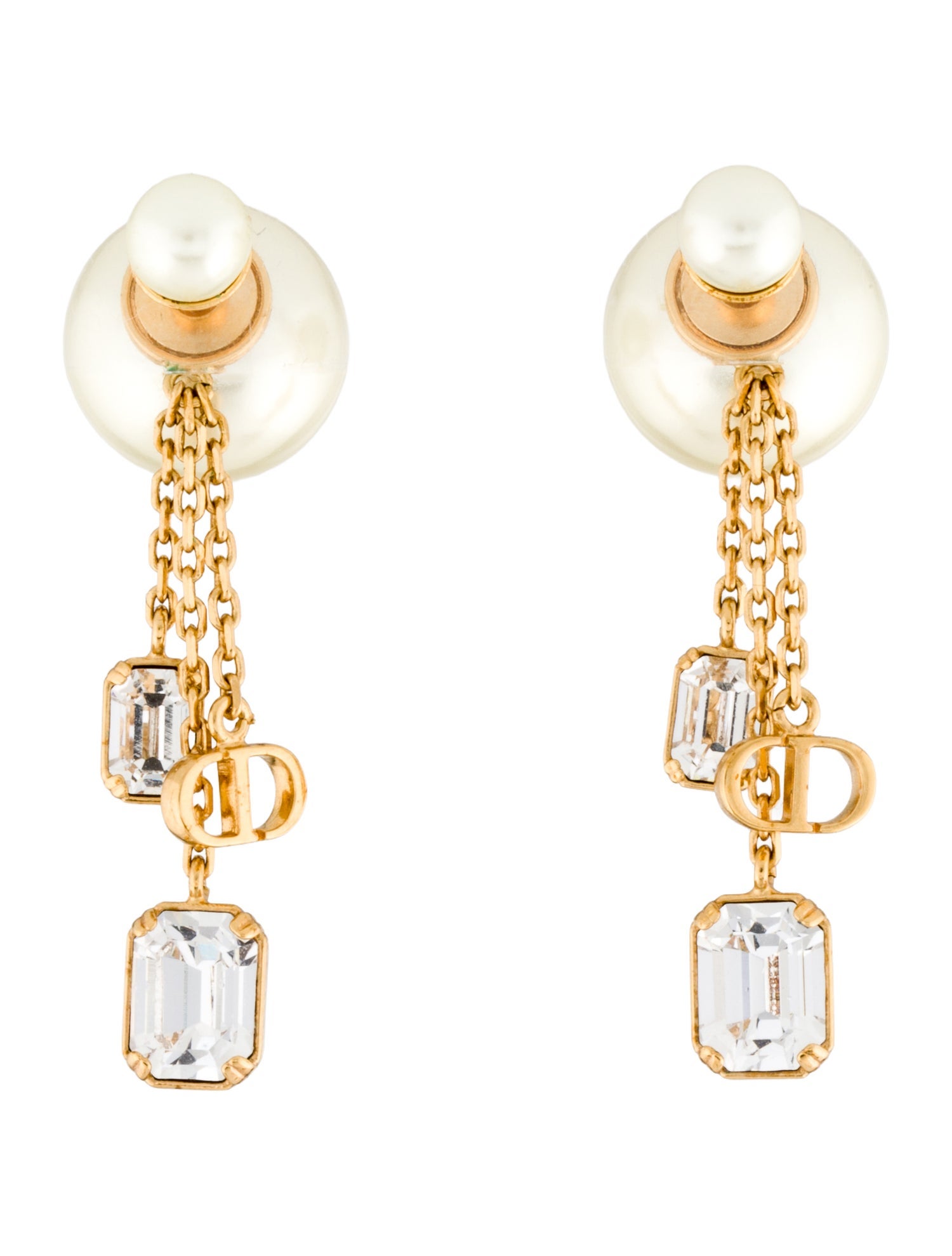 Christian Dior Faux Pearl & Crystal J'Adior Tribales Drop Earrings