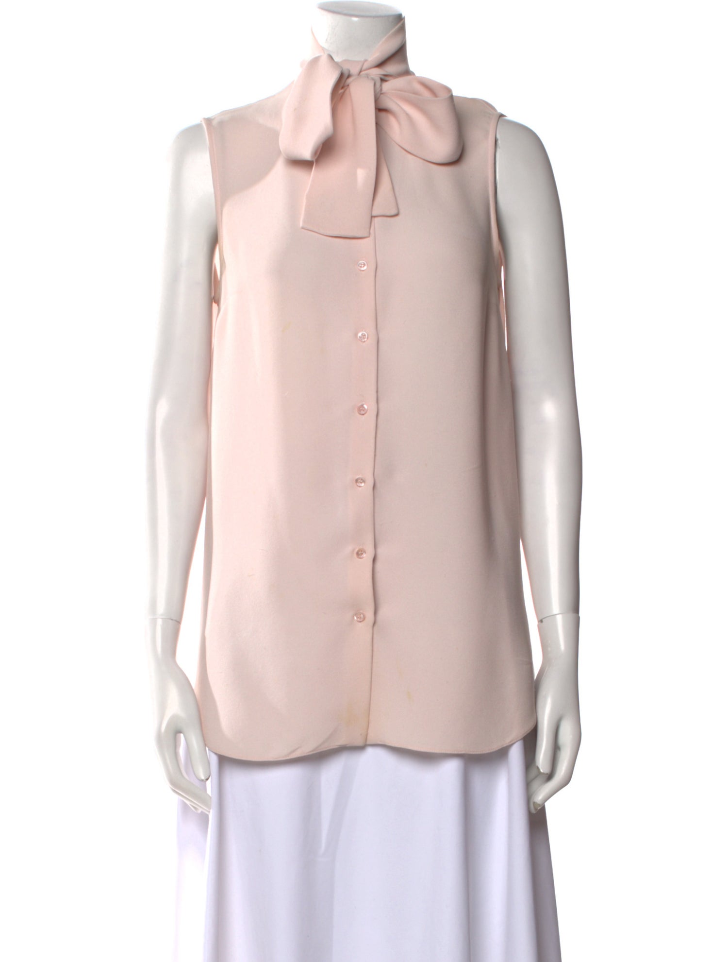 Christian Dior Silk Mock Neck Button-Up Top