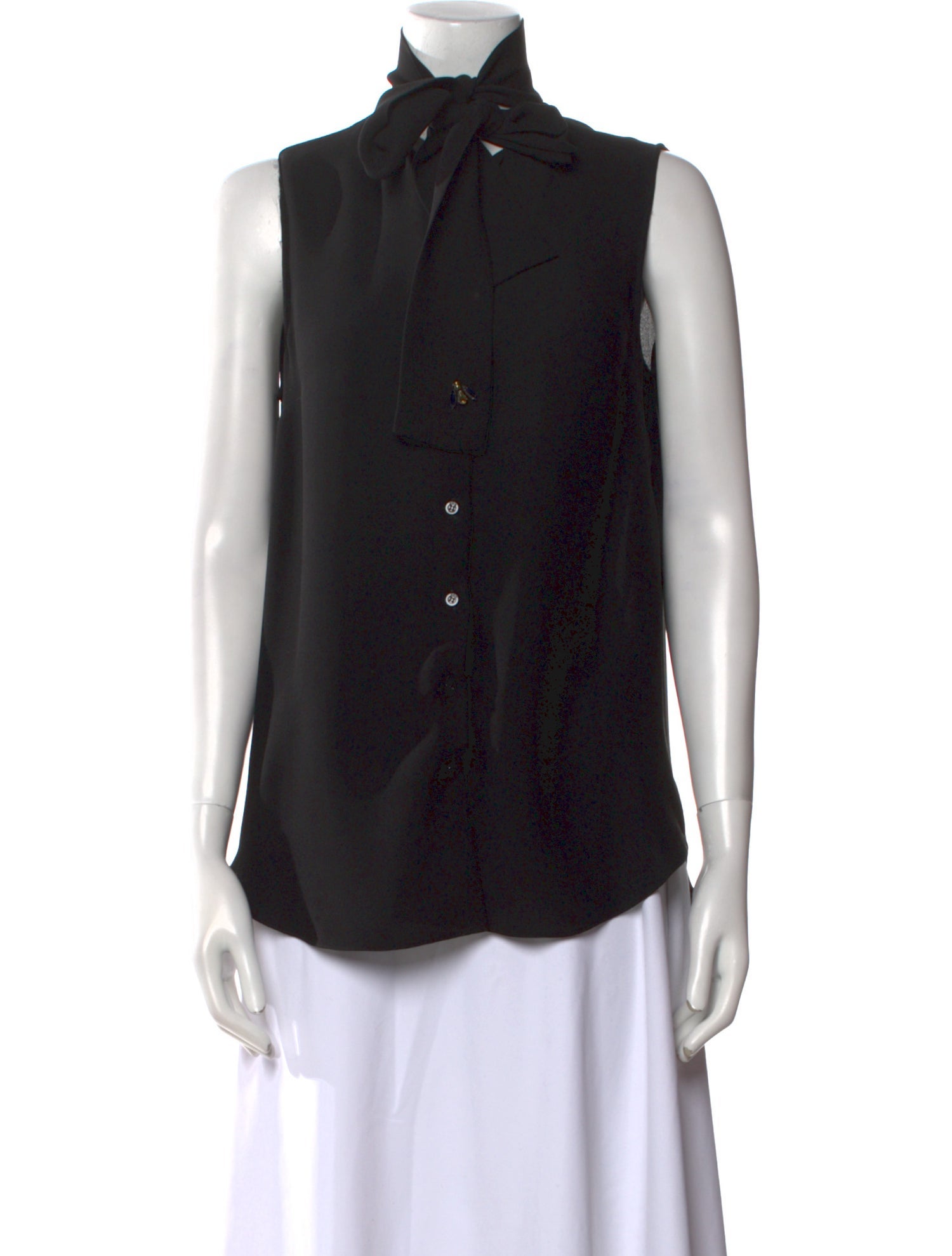 Christian Dior Silk Mock Neck Button-Up Top