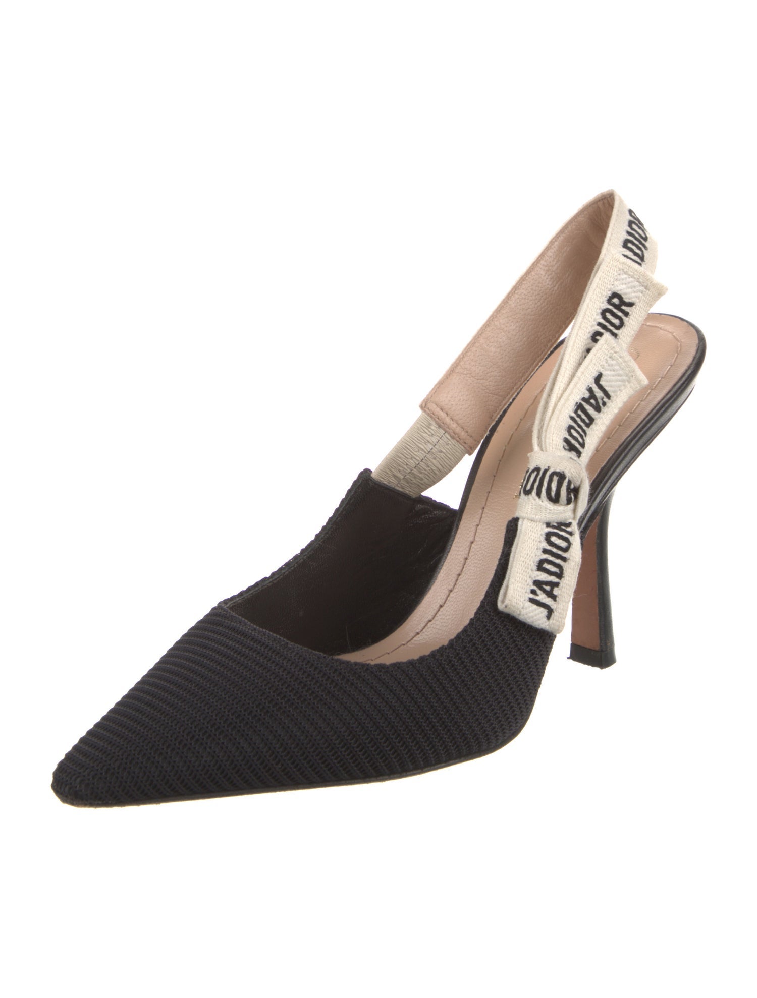 Christian Dior Graphic Print Bow Accents Slingback Pumps
